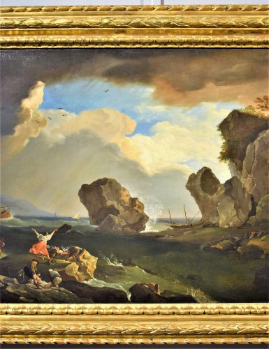 Tableaux et dessins Tableaux XVIIIe siècle - Naufrage sur le récif - Claude Joseph Vernet (1714 -1789) signé et daté 1786